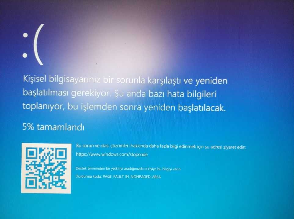 Решение ошибки page fault in nonpaged area windows 10