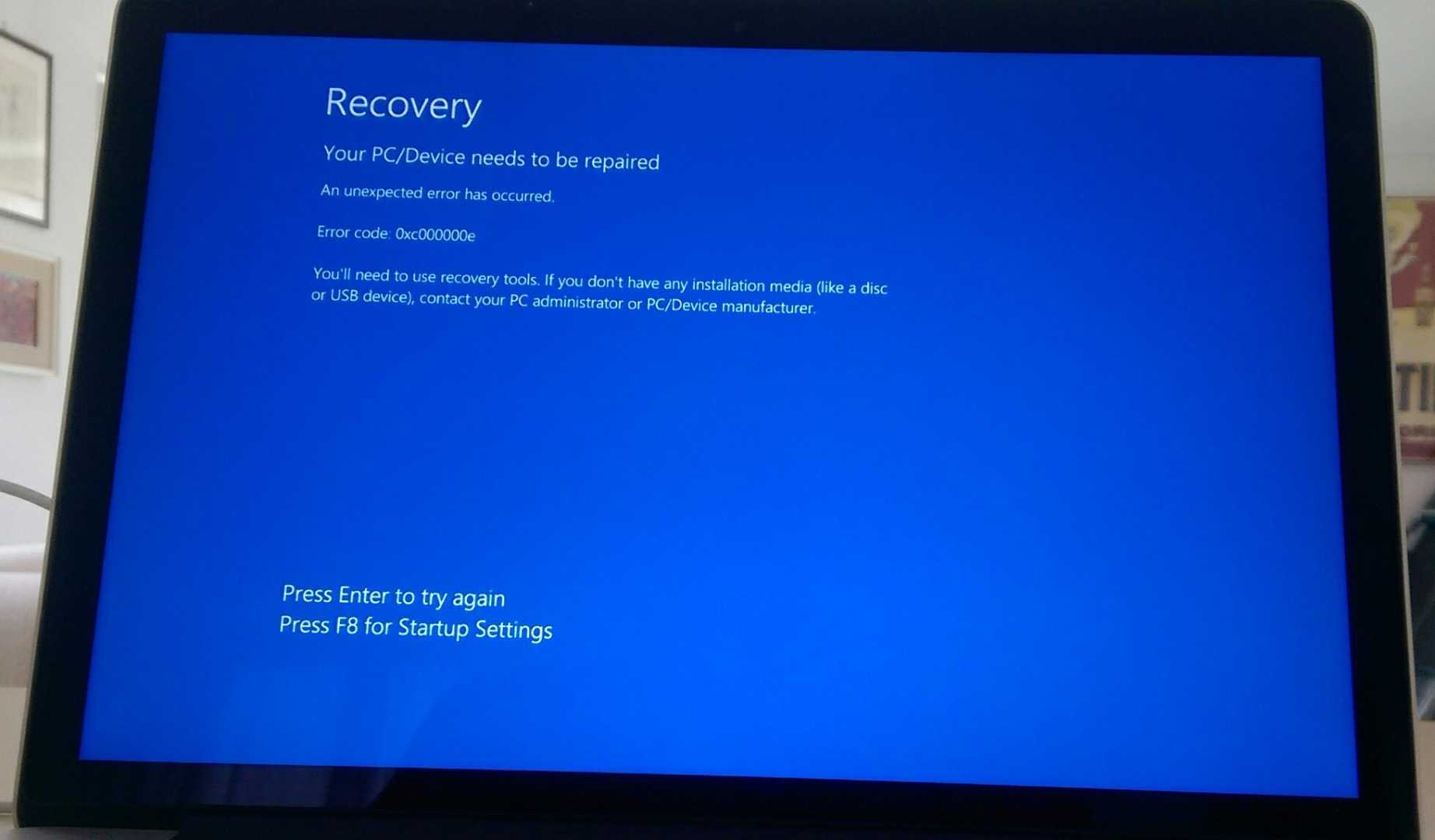 Recovery Your Pcdevice Needs To Be Repaired Windows 10 что делать 3