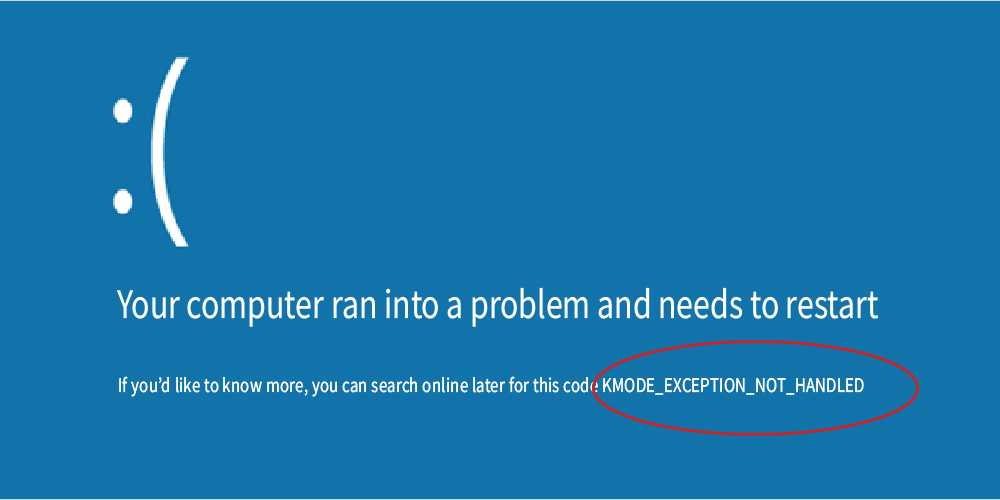 Исключение kmode не обрабатывается в windows 10