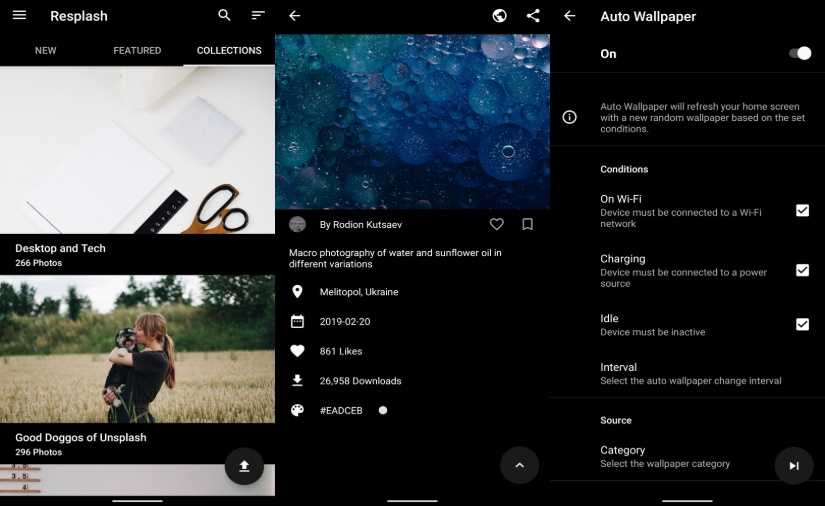 Как поменять обои на андроиде. Resplash. Приложение для смены обоев. Как установить обои на андроид 9. Как загрузить своё фото в Resplash.